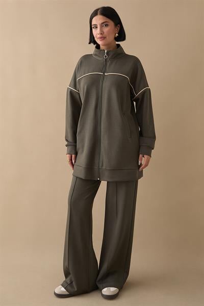 Biye Detay Fermuarlı Haki Oyşo Takım