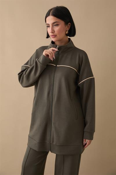 Biye Detay Fermuarlı Haki Oyşo Takım