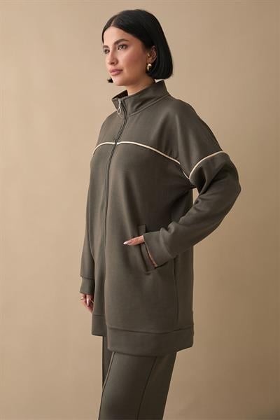 Biye Detay Fermuarlı Haki Oyşo Takım