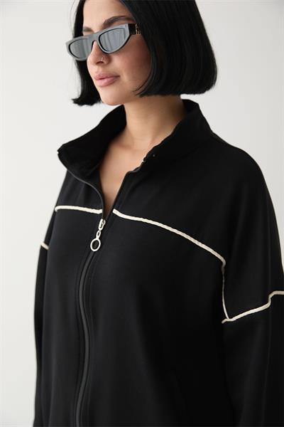 Biye Detay Fermuarlı Siyah Oyşo Takım