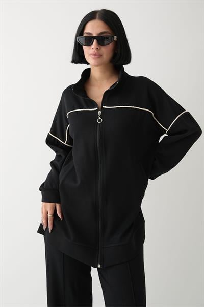 Biye Detay Fermuarlı Siyah Oyşo Takım