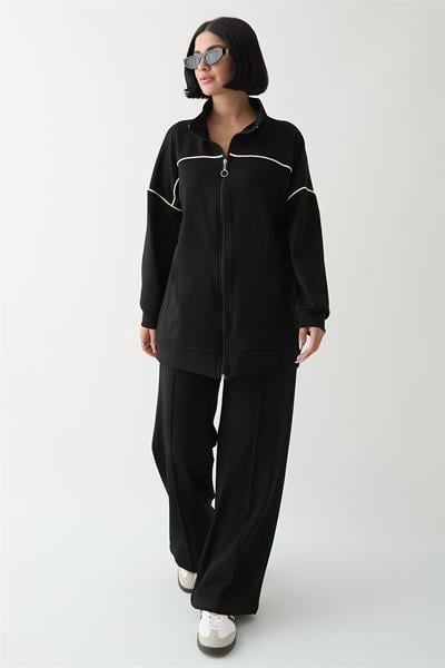 Biye Detay Fermuarlı Siyah Oyşo Takım