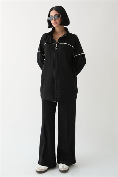 Biye Detay Fermuarlı Siyah Oyşo Takım