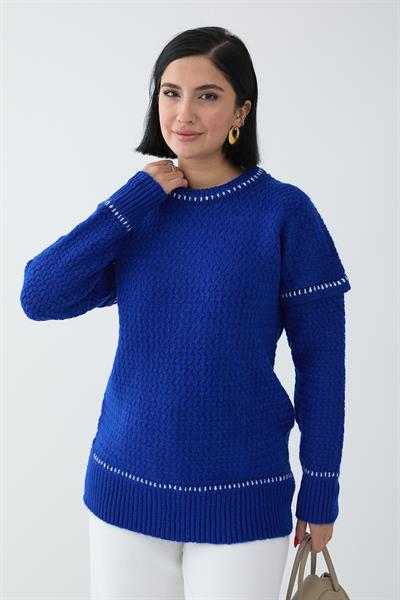 Biye Detay Şardonlu Kazak İndigo