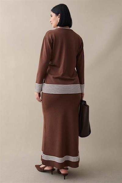 Biye Şeritli Etekli Acı Kahve Takım