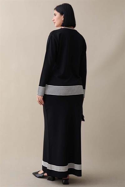 Biye Şeritli Etekli Siyah Takım