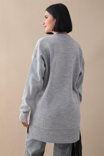 Biyeli Basic Gri Triko Kazak