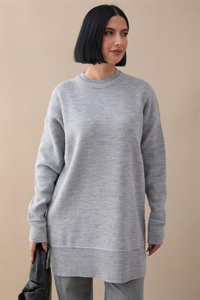 Biyeli Basic Gri Triko Kazak