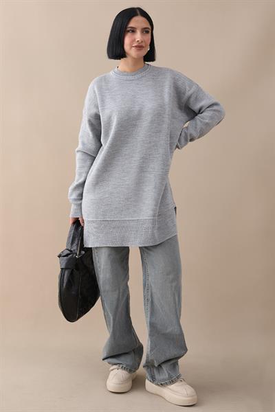 Biyeli Basic Gri Triko Kazak