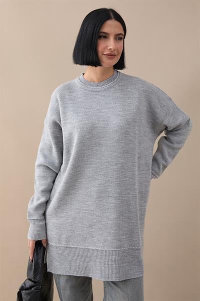 Biyeli Basic Gri Triko Kazak