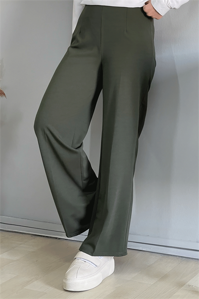 Bol Paça Beli Lastikli Pantolon - Haki