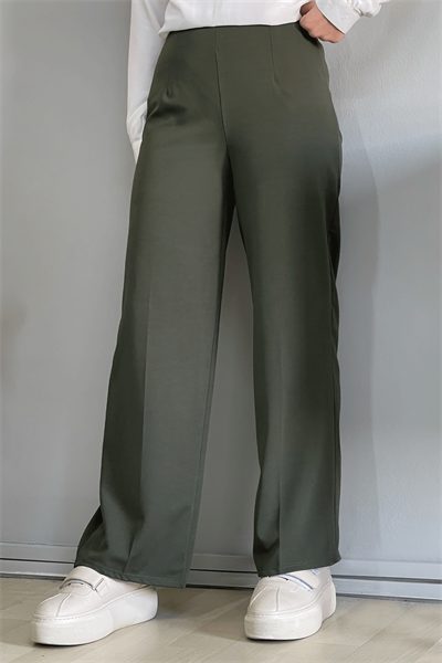 Bol Paça Beli Lastikli Pantolon - Haki