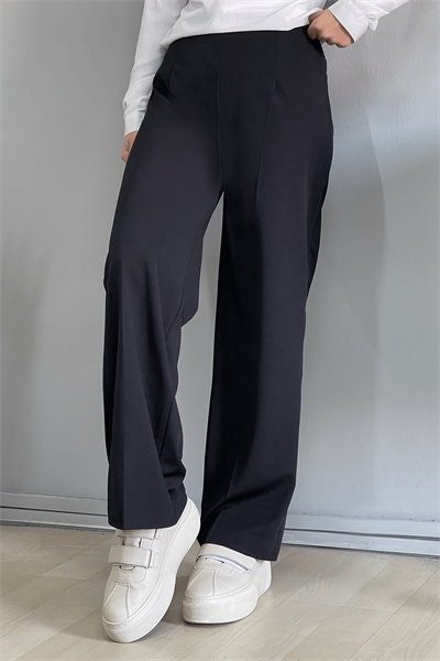 Bol Paça Beli Lastikli Pantolon - Siyah