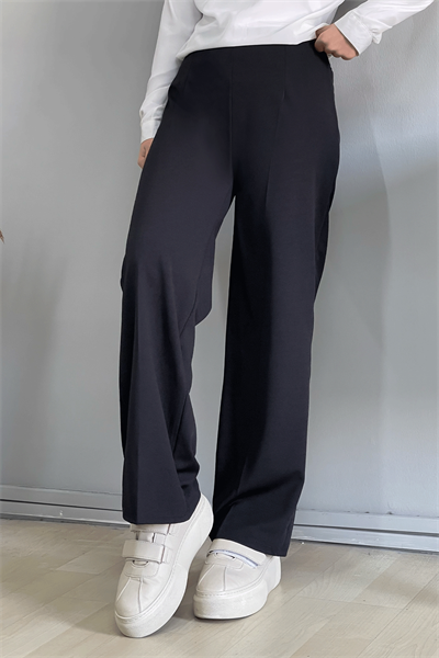 Bol Paça Beli Lastikli Pantolon - Siyah