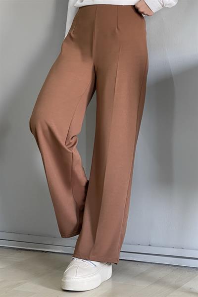 Bol Paça Beli Lastikli Pantolon - Taba