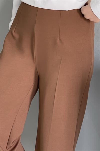 Bol Paça Beli Lastikli Pantolon - Taba