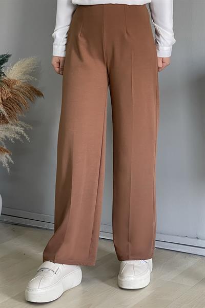 Bol Paça Beli Lastikli Pantolon - Taba
