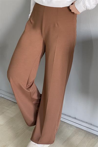 Bol Paça Beli Lastikli Pantolon - Taba
