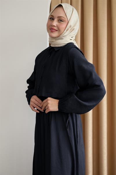 Bolerolu Bağlamalı Siyah Elbise