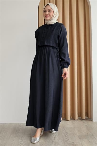 Bolerolu Bağlamalı Siyah Elbise