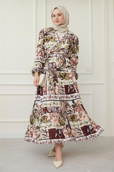 Bolerolu Çiçekli Viskon Takım Bordo