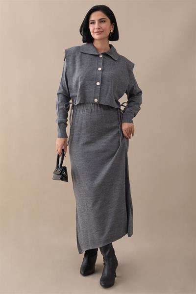 Bolerolu Elbiseli Antrasit Takım