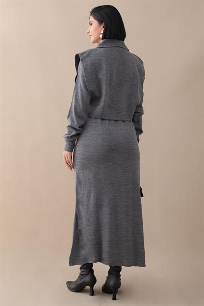 Bolerolu Elbiseli Antrasit Takım