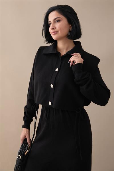 Bolerolu Elbiseli Siyah Takım