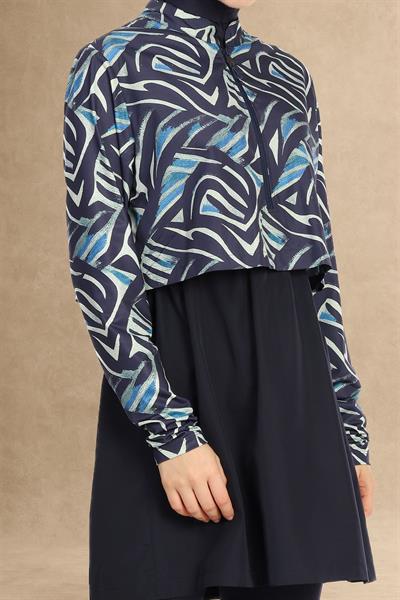 Bolerolu Kapalı Koyu Lacivert Tesettür Mayo 6198A