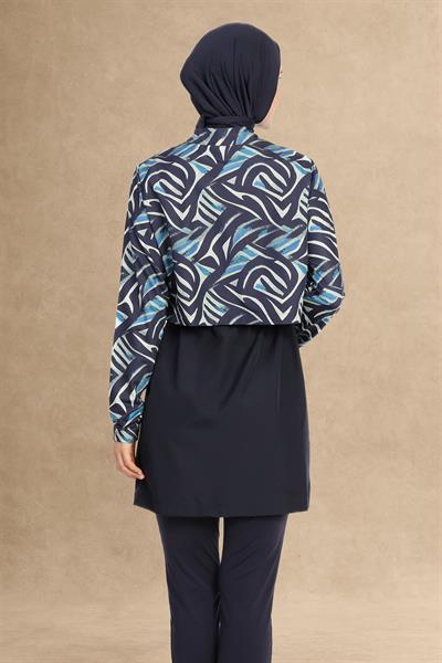 Bolerolu Kapalı Koyu Lacivert Tesettür Mayo 6198A