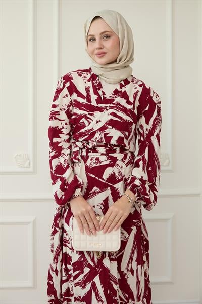 Bolerolu Viskon Takım Bordo