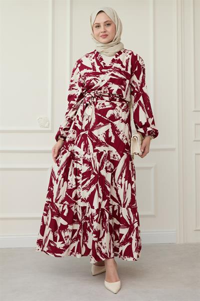 Bolerolu Viskon Takım Bordo