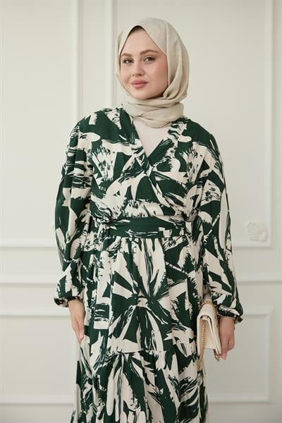 Bolerolu Viskon Takım Haki