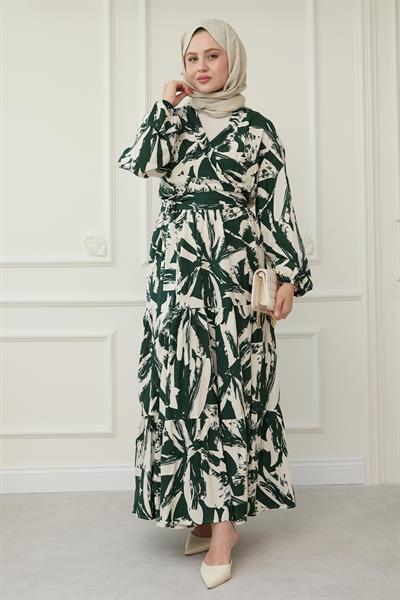 Bolerolu Viskon Takım Haki