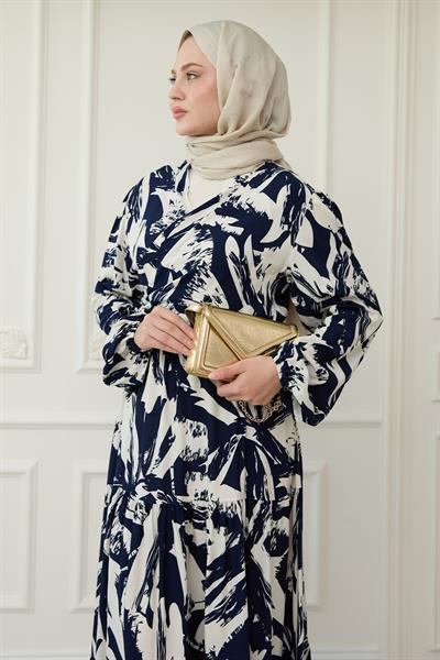 Bolerolu Viskon Takım Lacivert