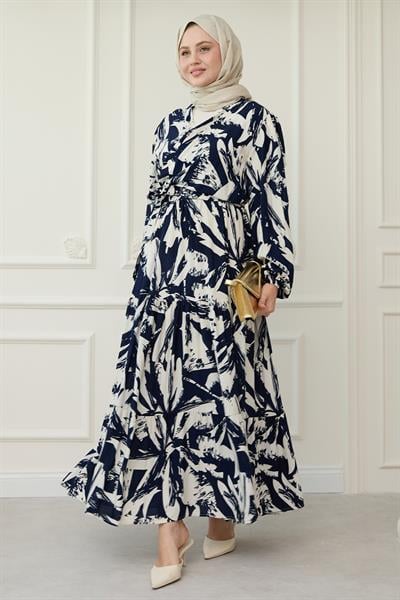 Bolerolu Viskon Takım Lacivert