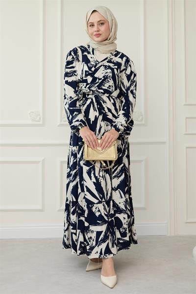 Bolerolu Viskon Takım Lacivert