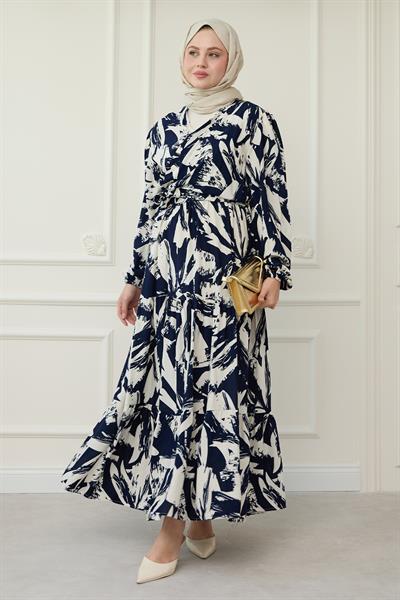 Bolerolu Viskon Takım Lacivert