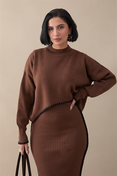 Long Ribbed Dark Brown Knit Set