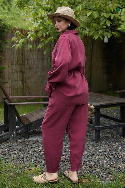 Boydan Dikişli Bordo İkili Takım