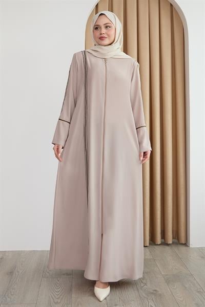 Boydan Renkli Şeritli Taş Ferace