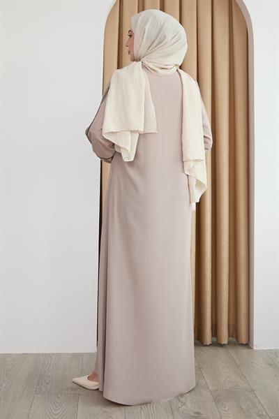 Boydan Renkli Şeritli Taş Ferace