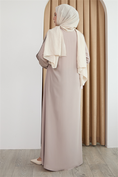 Boydan Renkli Şeritli Taş Ferace