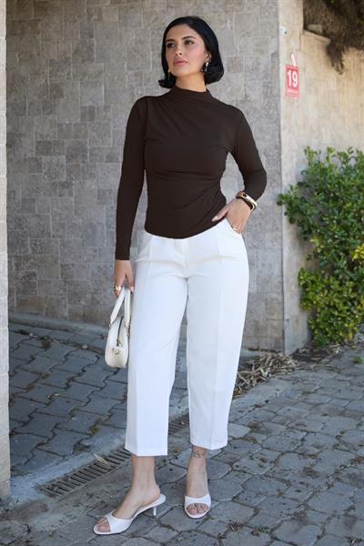 Büzgülü Acı Kahve Sandy Bluz