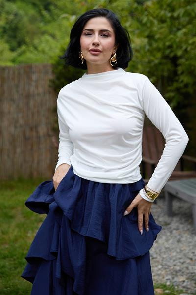 Büzgülü Beyaz Sandy Bluz