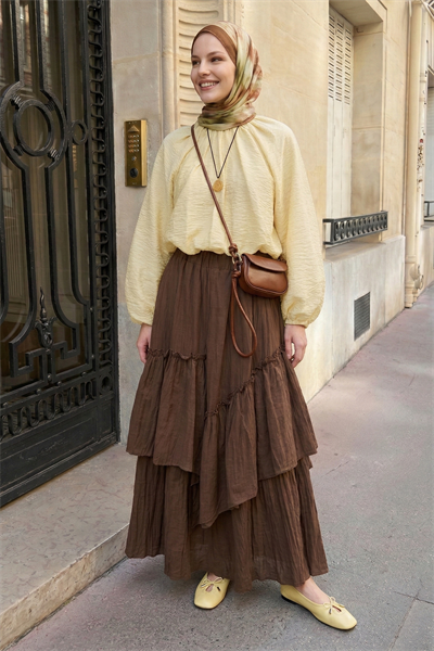 Büzgülü Kat Kat Acı Kahve Vual Etek