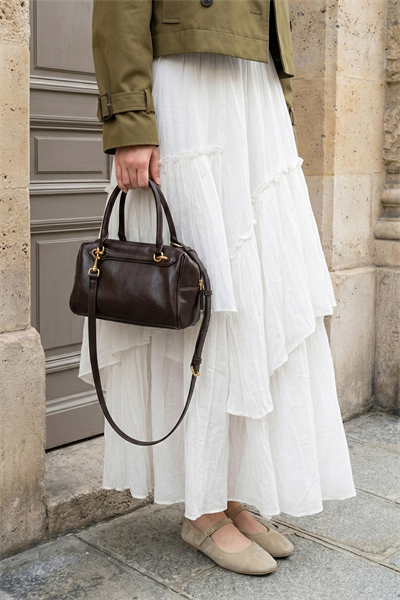 Büzgülü Kat Kat Beyaz Vual Etek