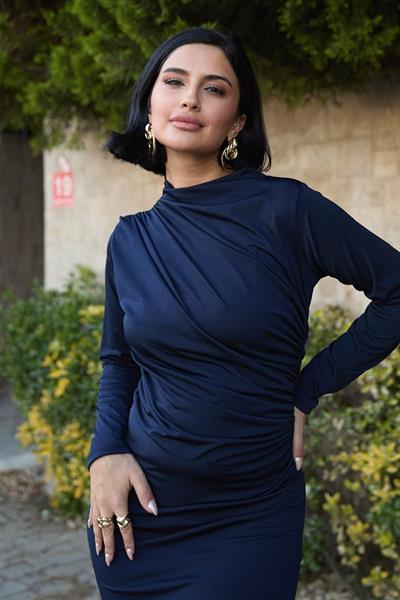 Büzgülü Sandy Lacivert Elbise