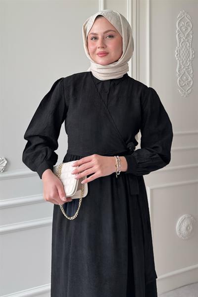 Çapraz Bağlamalı Siyah Elbise