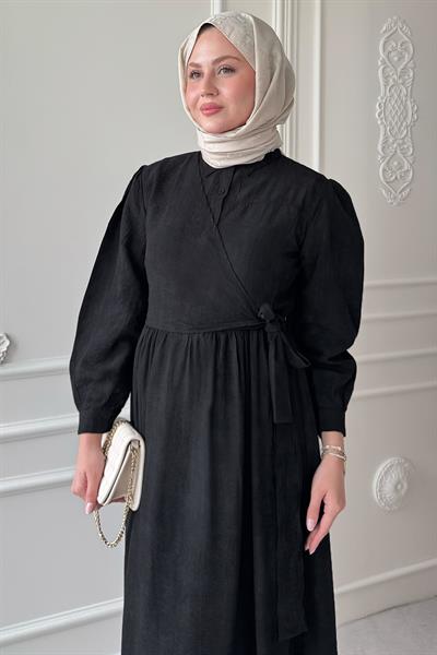 Çapraz Bağlamalı Siyah Elbise